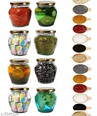 BEAU ENTERPRISE matka shape spices masala liquid candy cookies kitchen container pickle jars 350 ml transparent ( pack of 12 ) storage jar-thumb1