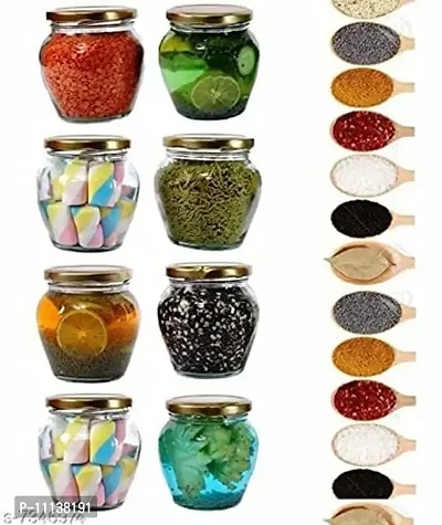 BEAU ENTERPRISE matka shape spices masala liquid candy cookies kitchen container pickle jars 350 ml transparent ( pack of 12 ) storage jar-thumb2