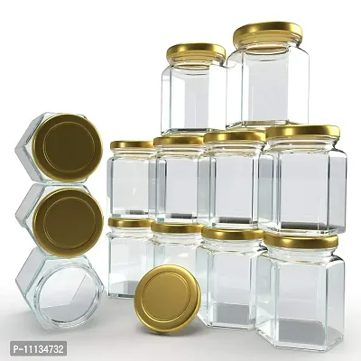 BEAU ENTERPRISE 200 ml hexagonal kitchen storage container jars transparant ( pack of 12 )
