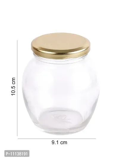 BEAU ENTERPRISE matka shape spices masala liquid candy cookies kitchen container pickle jars 350 ml transparent ( pack of 12 ) storage jar-thumb5