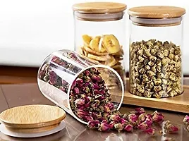 Beau Enterprise Clear Glass Food Storage Containers Set Airtight Food Jars with Bamboo Wooden Lids Pantry Kitchen Canisters For Sugar, Candy, Cookie, Rice and Spice Jars (220, Round, 2, BE-1)-thumb4