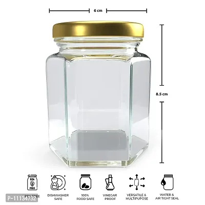 BEAU ENTERPRISE 200 ml hexagonal kitchen storage container jars transparant ( pack of 12 )-thumb2