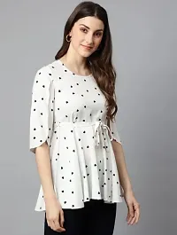 Casual Butterfly Sleeves Printed Women White Top-thumb2