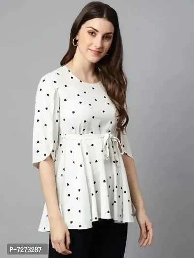 Casual Butterfly Sleeves Printed Women White Top-thumb3