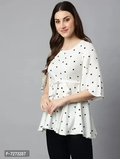 Casual Butterfly Sleeves Printed Women White Top-thumb4