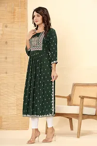 Women's Viscose Rayon Printed Nyra Cut Flared Kurti | Kurta (X-Large, Green)-thumb2