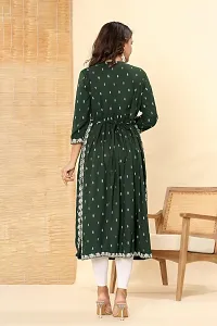 Women's Viscose Rayon Printed Nyra Cut Flared Kurti | Kurta (X-Large, Green)-thumb3