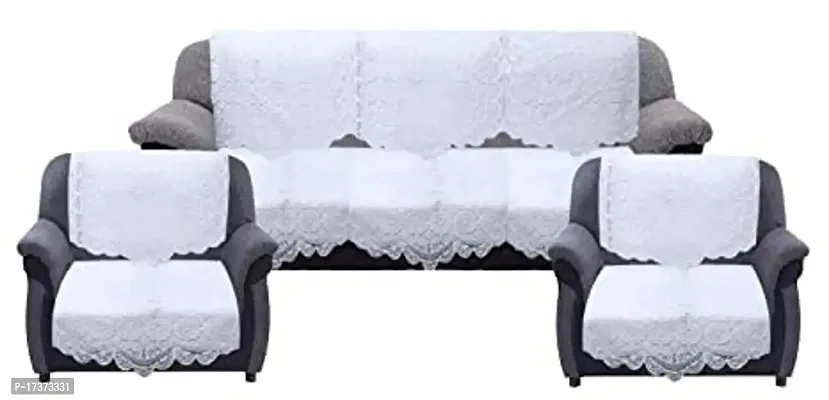 Rudrakash Textile Premium Sofa Cover|Chikankari Cotton Fabric|10 Pieces Cotton 5 Seater Sofa Cover Set White