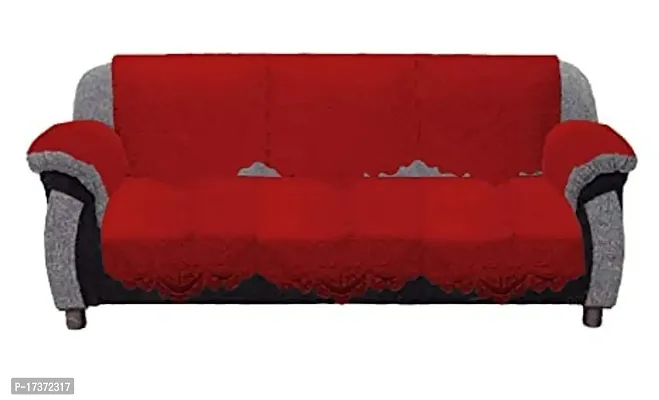 Rudrakash Textile Cotton 5 Seater Sofa Cover Set|Premium Cotton  Geometric Design|6 Pieces Arms Cover Included| Pack of 16 (Red)-thumb2
