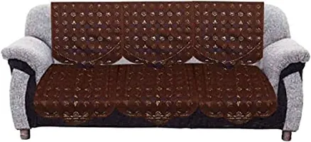 Rudrakash Textile Luxurious Cotton Net Floral Sofa Cover Set of 5 Seater with Table Cover Sofa Soft  Long-Life Fabric Slipcover Pack of 10+1 Pieces 3 Seater and 2 Seater Sofa Cover Brown-thumb1
