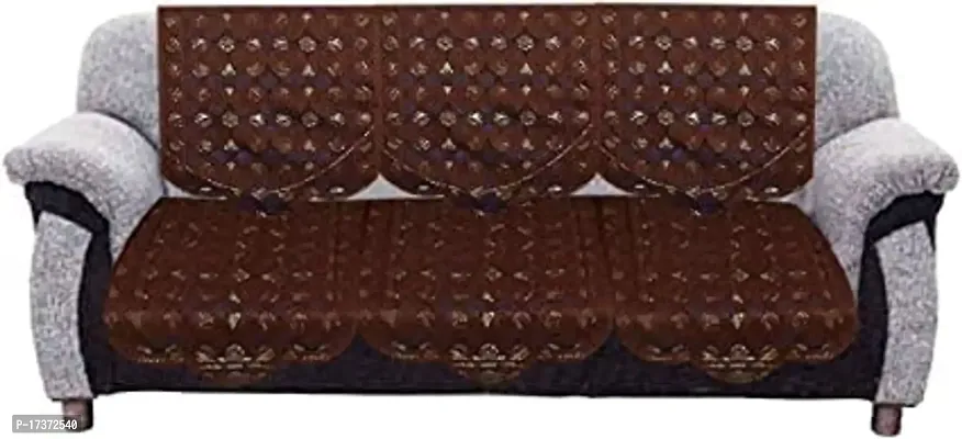 Rudrakash Textile Luxurious Cotton Net Floral Sofa Cover Set of 5 Seater with Table Cover Sofa Soft  Long-Life Fabric Slipcover Pack of 10+1 Pieces 3 Seater and 2 Seater Sofa Cover Brown-thumb2