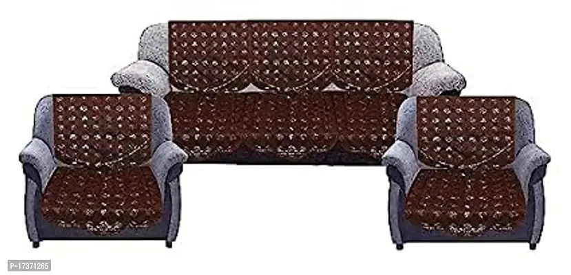 Rudrakash Textile Luxurious Cotton Net Floral Sofa Cover Set of 5 Seater Sofa Soft  Long-Life Fabric Slipcover Pack of 10 Pieces 3 Seater and 2 Seater Sofa Cover Brown