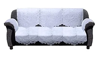 Rudrakash Textile Luxurious Cotton Net Floral Sofa Cover Set of 5 Seater with Arms Soft  Long-Life Fabric Slipcover Pack of 16 Pieces 3 Seater and 2 Seater Sofa Cover White-thumb1
