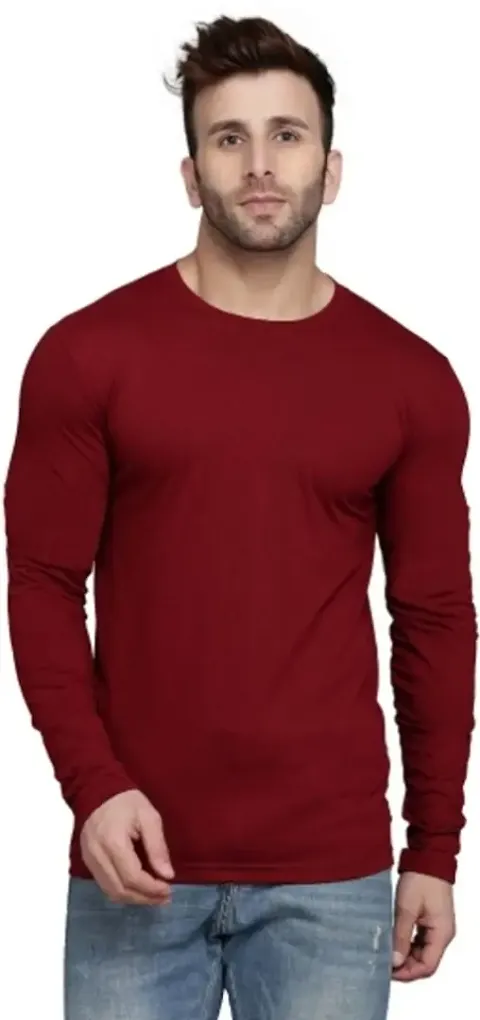 Men's Solid Cotton Round Neck T Shirt
