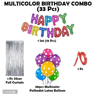 Lajbir Collection Multicolour Birthday Decoration Happy Birthday Decorations Kit for Boys and Girls Multicolour Balloons For Decoration / Multicolour Birthday Decorations Kit - Set of 33-thumb2