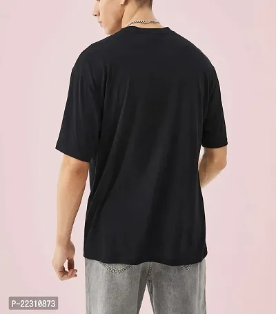 Reliable Black Cotton Blend Printed Round Neck Tees For Men-thumb3