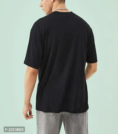 Reliable Black Cotton Blend Printed Round Neck Tees For Men-thumb3