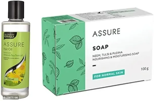 Assure Hair Oil- 200 ml And Neem Tulsi And Pudina Soap- 100 Grams, Pack Of 2