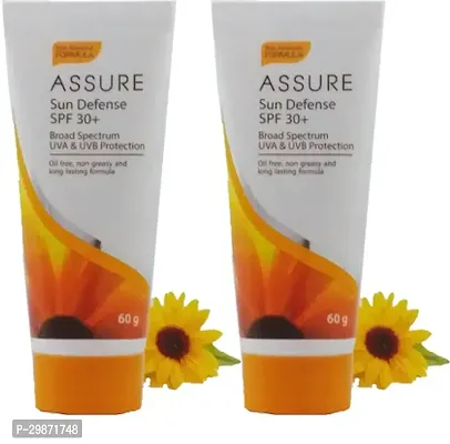 Assure Sun Defense SPF 30+ Cream For Broad Spectrum UVA And UVB Protection-60 Grams Each, Pack Of 2-thumb0