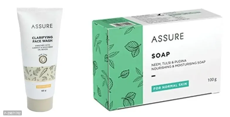 Assure Clarifying Face Wash- 60 Grams And Assure Neem Tulsi And Pudina Soap-100 G- Pack Of 2