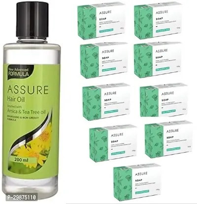 Assure Hair Oil- 200 ml And 9 Pieces Neem Tulsi And Pudina Soap- 100 Grams Each , Pack Of 10