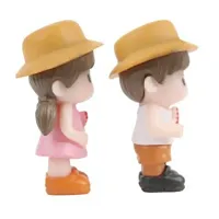 Couple Miniature wearing brown Hat- Best for Gifting, Car Decor and Home Decor, 2 Inch Height-thumb2