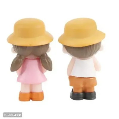 Couple Miniature wearing brown Hat- Best for Gifting, Car Decor and Home Decor, 2 Inch Height-thumb4