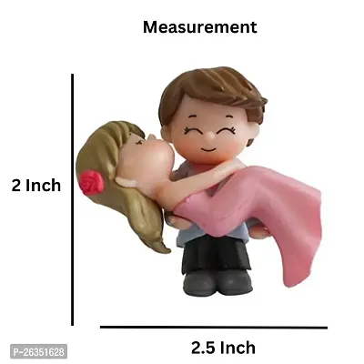 Cute Romantic Couple Miniature showpiece- Best for Gifting, Car Decor and Home Decor. Romantic couple in 2 inch height-thumb2
