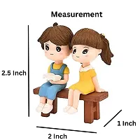 Cute Couple Miniature showpiece Reading Book on Bench- Best for Gifting, Car Decor and Home Decor- 2.5 inch height-thumb2