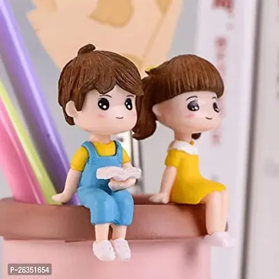 Cute Couple Miniature showpiece Reading Book on Bench- Best for Gifting, Car Decor and Home Decor- 2.5 inch height-thumb4