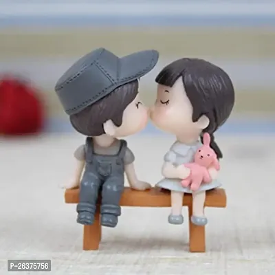 Kissing Couple Miniature Showpiece sitting on bench - Best for Home Decor, Car Decor and Gifting- 3 pieces