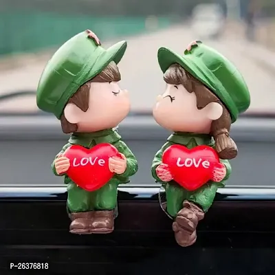 Cute Army Couple Miniature Showpiece- Best for Home Decoe, Garden Decor and Gifting-thumb2