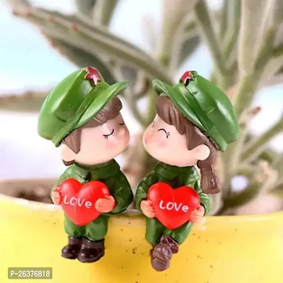 Cute Army Couple Miniature Showpiece- Best for Home Decoe, Garden Decor and Gifting-thumb5