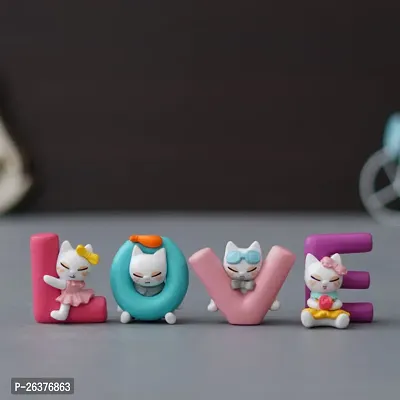 Cat Love Miniature Showpiece- Best for Gifting, Home Decor and Car Decor - Small 4 Letter of LOVE-thumb4