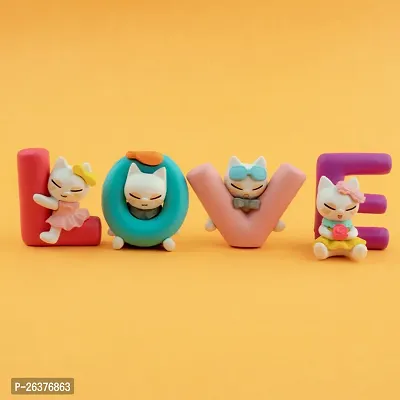 Cat Love Miniature Showpiece- Best for Gifting, Home Decor and Car Decor - Small 4 Letter of LOVE-thumb5