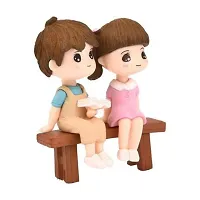 Cute Couple Miniature Reading Book on Bench- Best for Gifting, Car Decor and Home Decor- 2.5 inch height-thumb3