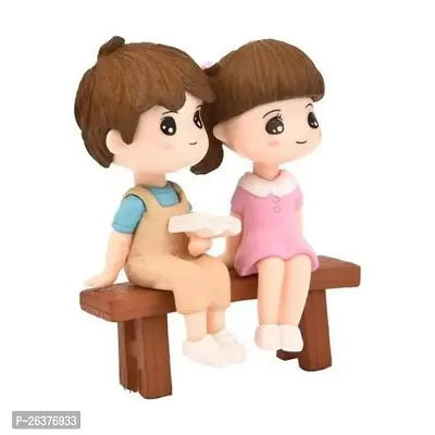 Cute Couple Miniature Reading Book on Bench- Best for Gifting, Car Decor and Home Decor- 2.5 inch height-thumb4