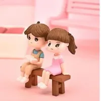 Cute Couple Miniature Reading Book on Bench- Best for Gifting, Car Decor and Home Decor- 2.5 inch height-thumb1