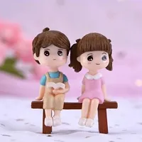 Cute Couple Miniature Reading Book on Bench- Best for Gifting, Car Decor and Home Decor- 2.5 inch height-thumb2