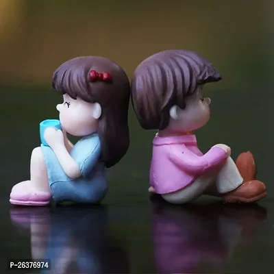 Cute Couple Miniature Showpiece Sitting in Garden- Best for Gifting, Home Decor and Garden Decor- 1.5 inch height-thumb3