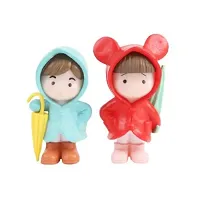 Cute Couple with Umbrella and Rain Coat- Best for Gifting, Car Decor and Home Decor (2.5 Inch Height)-thumb3