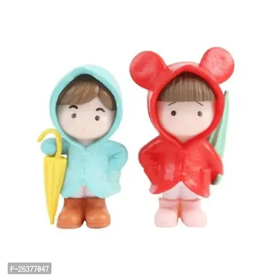 Cute Couple with Umbrella and Rain Coat- Best for Gifting, Car Decor and Home Decor (2.5 Inch Height)-thumb4