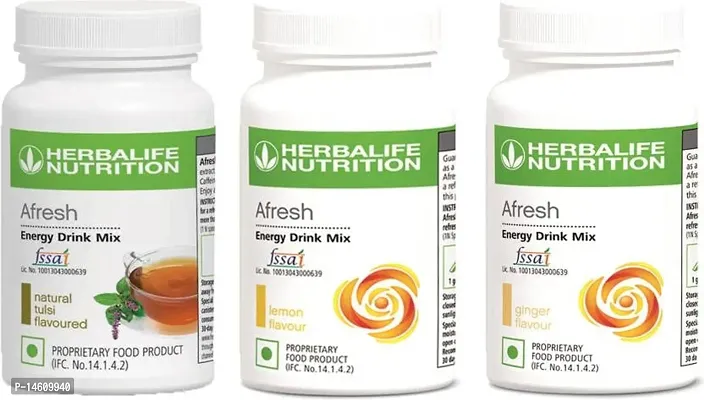 Herbalife Nutrition Afresh Energy Drink Mix (Tulsi, Lemon And Ginger) Flavored Energy Drink  (3x50 g, Tulsi, Lemon, Ginger Flavored)-thumb0