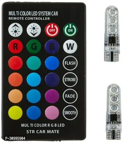 LED Parking Bulb with IR Remote for All Cars and Bikes Pack of 2 Small Multi color