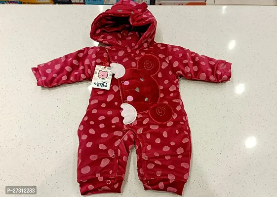 Stylish Red Polycotton Unisex Baby Flannel Jumpsuit Classical Style Clothes Outfits Snowsuit Hooded Romper Outwear-thumb0