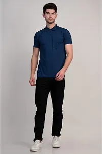 COLDPLAY Solid Men Polo Neck Air Force T-Shirt-thumb4