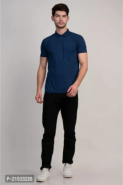 COLDPLAY Solid Men Polo Neck Air Force T-Shirt-thumb5