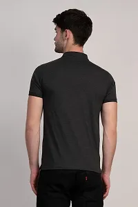 COLDPLAY Solid Men Polo Neck Black Melange T-Shirt-thumb2