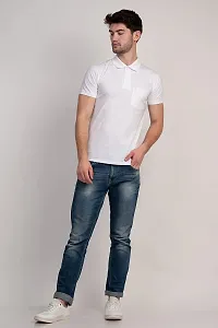 COLDPLAY Solid Men Polo Neck White T-Shirt-thumb4