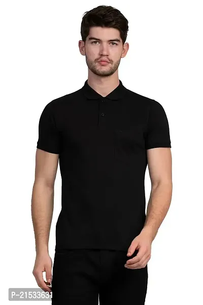 COLDPLAY Solid Men Polo Neck Black T-Shirt